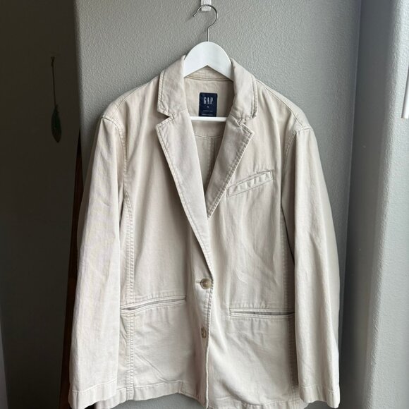 Gap Oversized Khaki Blazer Moonstone Beige - Picture 4 of 8